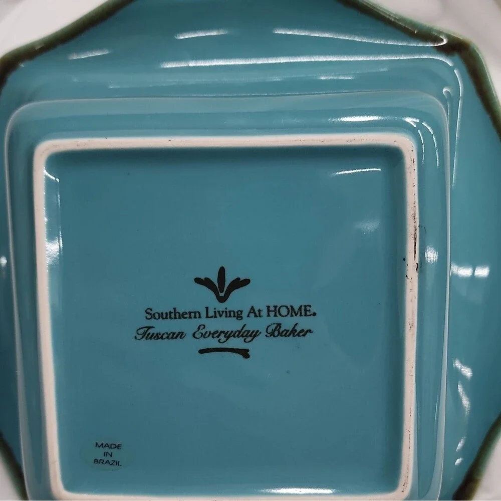 Southern Living At HOME Tuscan Everyday Baker 1 qt Blue Square Ceramic Dish